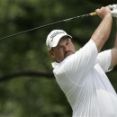 Brendon de Jonge of Zimbabwe plays his shot from the third tee during the final round of the AT&T National PGA Tour golf tournament in Bethesda, Maryland, July 1, 2012. REUTERS/Jonathan Ernst