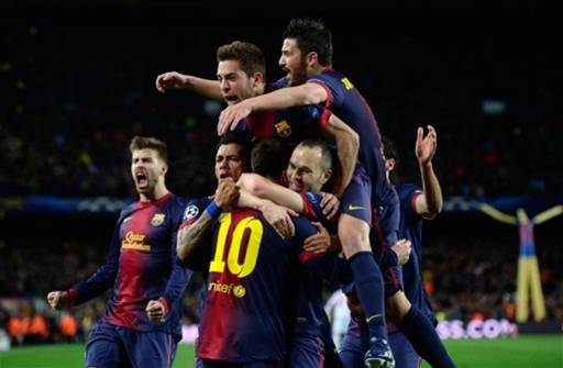 Messi leads Barca over Milan 4-0 and into QF