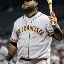 San Francisco Giants' Pablo Sandoval reacts to striking out against the Houston Astros in the third inning of a baseball game, Tuesday, Aug. 28, 2012, in Houston. (AP Photo/Pat Sullivan)