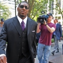 FILE - In this Sept. 17, 2012 file photo, New Orleans Saints linebacker Jonathan Vilma arrives at the NFL football headquarters to meet with Commissioner Roger Goodell, in New York. Vilma is again asking a federal judge to overturn his suspension in the NFL's bounty probe of the Saints. In papers filed in U.S. District Court in New Orleans on Monday, Oct. 15, 2012, Vilma says Goodell engaged in a 
