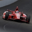 Dario Franchitti, of Scotland, heads into the first turn during a practice session on the second day of qualifications for the Indianapolis 500 auto race at the Indianapolis Motor Speedway in Indianapolis, Sunday, May 19, 2013. (AP Photo/Darron Cummings)