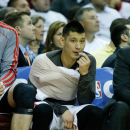 HOUSTON, TX - APRIL 27:  Jeremy Lin #7 of the Houston Rockets waits on the bench against the Oklahoma City Thunder in Game Three of the Western Conference Quarterfinals of the 2013 NBA Playoffs at the Toyota Center on April 27, 2013 in Houston, Texas. (Photo by Scott Halleran/Getty Images)