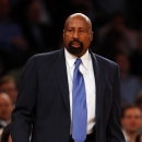 NEW YORK, NY - MAY 16: Head Coach Mike Woodson of the New York Knicks looks on against the Indiana Pacers during Game Five of the Eastern Conference Semifinals of the 2013 NBA Playoffs at Madison Square Garden on May 16, 2013 in New York City. (Photo by Elsa/Getty Images)