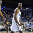 UCLA's Shabazz Muhammad reacts after a score by his team during the second half of an NCAA college basketball game against Missouri in Los Angeles, Friday, Dec. 28, 2012. UCLA won 97-94 in overtime. (AP Photo/Jae C. Hong)