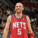 File June 12: According to multiple sources the Brooklyn Nets have hired Jason Kidd as their new head coach. Kidd just recently retired after playing for 19 years in the NBA. AUBURN HILLS, MI - DECEMBER 26: Jason Kidd #5 of the New Jersey Nets smiles during the game against the Detroit Pistons on December 26, 2006 at the Palace of Auburn Hills in Auburn Hills, Michigan. The Pistons defeated the Nets 92-91. (Photo by D. Lippitt/Einstein/NBAE via Getty Images)