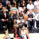 SAN ANTONIO, TX - JUNE 13: LeBron James #6 of the Miami Heat shoots against Danny Green #4 of the San Antonio Spurs during Game Four of the 2013 NBA Finals on June 13, 2013 at AT&T Center in San Antonio, Texas. (Photo by Joe Murphy/NBAE via Getty Images)