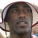 Washington Redskins cornerback DeAngelo Hall talks to reporters after the afternoon practice at the NFL football team's training camp in Richmond, Va., Tuesday, July 30, 2013. Hall sprained his ankle during Monday's practice. (AP Photo/Steve Helber)