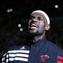 Miami Heat's LeBron James yells as he is introduced before Game 5 of an NBA basketball Eastern Conference semifinal playoff series against the Indiana Pacers, in Miami on Tuesday, May 22, 2012. (AP Photo/Lynne Sladky)