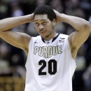 Purdue center A.J. Hammons walks off the court following Purdue's 97-60 loss to Indiana in an NCAA college basketball game in West Lafayette, Ind., Wednesday, Jan. 30, 2013. (AP Photo/Michael Conroy)