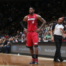 MINNEAPOLIS, MN - MARCH 4: LeBron James #6 of the Miami Heat rests during a timeout against the Minnesota Timberwolves during the game on March 4, 2013 at Target Center in Minneapolis, Minnesota. (Photo by David Sherman/NBAE via Getty Images)