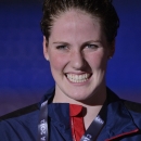 Missy Franklin of the United States smiles as she holds her gold medal after the presentation ceremony for the Women's 100m backstroke final at the FINA Swimming World Championships in Barcelona, Spain, Tuesday, July 30, 2013. (AP Photo/Manu Fernandez)