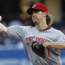Cincinnati Reds starting pitcher Bronson Arroyo works against the San Diego Padres during the first inning of a baseball game Friday, July 6, 2012, in San Diego. (AP Photo/Lenny Ignelzi)