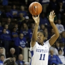 Kentucky's DeNesha Stallworth (11) shoots over Florida's Lily Svete during the first half of an NCAA women's college basketball game at Rupp Arena in Lexington, Ky., Thursday, Jan. 3, 2013. (AP Photo/James Crisp)