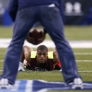 INDIANAPOLIS, IN - FEBRUARY 25: Armonty Bryant of East Central works out during the 2013 NFL Combine at Lucas Oil Stadium on February 25, 2013 in Indianapolis, Indiana. (Photo by Joe Robbins/Getty Images)