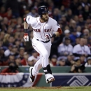 Boston Red Sox's Jacoby Ellsbury runs to first after hitting a single during the third inning of Game 6 of baseball's World Series against the St. Louis Cardinals Wednesday, Oct. 30, 2013, in Boston. (AP Photo/David J. Phillip)