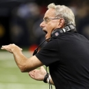 FILE - This Aug. 17, 2012 file photo shows New Orleans Saints acting head coach Joe Vitt calling out to the field in the second half of an NFL preseason football game against the Jacksonville Jaguars in New Orleans. Vitt returns from his six-game bounty suspension to take over the coaching staff for the rest of the season, starting with this week's preparation for next Sunday night's, Oct. 28, 2012 game against Denver. (AP Photo/Jonathan Bachman, FIle)