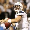 San Diego Chargers quarterback Philip Rivers (17)looks to pass against the Oakland Raiders during the first half of an NFL football game in Oakland, Calif., Monday, Sept. 10, 2012. (AP Photo/Tony Avelar)