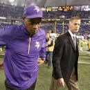 Minnesota Vikings head coach Leslie Frazier walks off the field after an NFL football game against the Green Bay Packers, Sunday, Oct. 27, 2013, in Minneapolis. The Packers won 44-31. (AP Photo/Ann Heisenfelt)