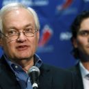 NHL Players' Association executive director Donald Fehr, center, is joined by Winnipeg Jets' Ron Hainsey as he speaks to reporters, Wednesday, Sept. 12, 2012, in New York. The NHL and the players' association swapped proposals Wednesday in an effort to head off a lockout scheduled to start this weekend. (AP Photo/Mary Altaffer)