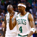 BOSTON, MA - APRIL 28: Jason Terry #4 of the Boston Celtics celebrates after making a two-point shot in overtime against the New York Knicks during Game Four of the Eastern Conference Quarterfinals of the 2013 NBA Playoffs on April 28, 2013 at TD Garden in Boston, Massachusetts. (Photo by Jared Wickerham/Getty Images)