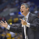 La Salle coach John Giannini directs his team against Wichita State during the first half of a West Regional semifinal in the NCAA men's college basketball tournament, Thursday, March 28, 2013, in Los Angeles. (AP Photo/Mark J. Terrill)