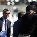 Detroit Tigers general manager Dave Dombrowski, left, watches batting practice during a workout at Comerica Park in Detroit, Monday, Oct. 22, 2012. When Dombrowski first took over as president of the Detroit Tigers, they lost 225 games his first two seasons. But in 2004, Detroit drafted Justin Verlander, the first step toward building one of baseball's glamour teams in the heart of the Motor City. The Tigers will play the winner of the San Francisco Giants-St. Louis Cardinals National League Championship Series in the World Series. (AP Photo/Paul Sancya)