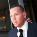 Alex Rodriguez leaves the offices of Major League Baseball in New York, where he argued why his 211-game suspension should be overturned, Monday, Sept. 30, 2013. (AP Photo/David Karp)