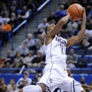 Connecticut's Ryan Boatright drives against New Hampshire during the first half of an NCAA college basketball game in Storrs, Conn., Thursday, Nov. 29, 2012. (AP Photo/Fred Beckham)