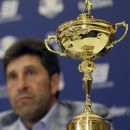 European Ryder Cup captain Jose Maria Olazabal at a victorious European Ryder Cup press conference at Heathrow in London Tuesday, Oct. 2, 2012. Olazabal says being European Ryder Cup captain can be 
