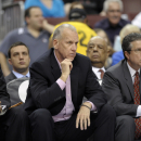Philadelphia 76ers head coach Doug Collins is shown during an NBA basketball game against the Cleveland Cavaliers, Sunday, April 14, 2013, in Philadelphia. The 76ers won 91-77. (AP Photo/Michael Perez)
