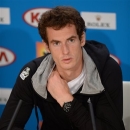 Britain's Andy Murray answers questions at a press conference following his win over Switzerland's Roger Federer in their semifinal at the Australian Open tennis championship in Melbourne, Australia, Saturday, Jan. 26, 2013. Murray will play Serbia's Novak Djokovic in the final on Sunday Jan 27. (AP Photo/Andrew Brownbill)