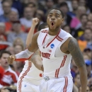 Ohio State's Deshaun Thomas celebrates a field goal against Arizona during the second half of a West Regional semifinal in the NCAA men's college basketball tournament, Thursday, March 28, 2013, in Los Angeles. (AP Photo/Mark J. Terrill)