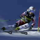 Eva-Maria Brem , of Austria, speeds down the course during the women's World Cup giant slalom ski race Saturday, Nov. 29, 2014, in Aspen, Colo. (AP Photo/John Locher)