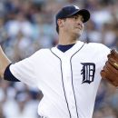 Detroit Tigers starter Rick Porcello pitches against the New York Yankees in the first inning of a baseball game Tuesday, Aug. 7, 2012, in Detroit. (AP Photo/Duane Burleson)