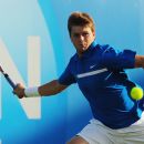 EASTBOURNE, ENGLAND - JUNE 22:  Ryan Harrison of USA in action during his semi final against Andreas Seppi of Italy during the AEGON International at Devonshire Park  on June 22, 2012 in Eastbourne, England.  (Photo by Mike Hewitt/Getty Images)
