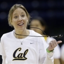 California coach Lindsay Gottlieb spins her whistle during practice for a regional semifinal in the NCAA women's college basketball tournament Friday, March 29, 2013, in Spokane, Wash. Cal plays LSU on Saturday. (AP Photo/Elaine Thompson)