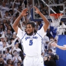 Saint Louis guard Jordair Jett encourages the crowd in the final minutes against Butler in an NCAA college basketball game Thursday, Jan. 31, 2013, in St. Louis. Saint Louis won 75-58. (AP Photo/St. Louis Post-Dispatch, Chris Lee)