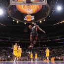 LOS ANGELES, CA - JANUARY 17: LeBron James #6 of the Miami Heat rises for a dunk against the Los Angeles Lakers at Staples Center on January 15, 2013 in Los Angeles, California. (Photo by Andrew D. Bernstein/NBAE via Getty Images)