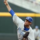 UCLA starting pitcher Nick Vander Tuig delivers against Arizona in the first inning of an NCAA College World Series baseball game in Omaha, Neb., Sunday, June 17, 2012. (AP Photo/Nati Harnik)
