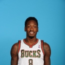ST. FRANCIS, WI - SEPTEMBER 30: Larry Sanders #8 of the Milwaukee Bucks poses for a portrait during media day on September 30, 2013 at the Bucks Training Center in St. Francis, Wisconsin. (Photo by Benny Sieu/NBAE via Getty Images)