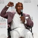 Former heavyweight champion Mike Tyson gestures as he talks about the Broadway debut of his one-man show 