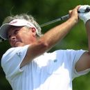 John Cook drives on the second tee during the final round of the Senior PGA Championship golf tournament at the Harbor Shores Golf Club in Benton Harbor, Mich., Sunday, May 27, 2012. (AP Photo/Carlos Osorio)