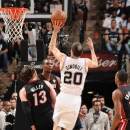 SAN ANTONIO, TX - JUNE 16: Manu Ginobili #20 of the San Antonio Spurs attempts a shot during Game Five of the 2013 NBA Finals against the Miami Heat on June 16, 2013 at the AT&T Center in San Antonio, Texas. (Photo by Andrew D. Bernstein/NBAE via Getty Images)