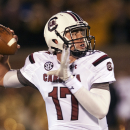 South Carolina quarterback Dylan Thompson throws a pass during the first quarter of an NCAA college football game against Missouri, Saturday, Oct. 26, 2013, in Columbia, Mo. (AP Photo/L.G. Patterson)