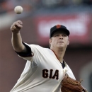 San Francisco Giants starting pitcher Matt Cain throws during the first inning of Game 7 of baseball's National League championship series against the St. Louis Cardinals Monday, Oct. 22, 2012, in San Francisco. (AP Photo/Ben Margot)