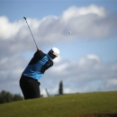 Bernd Wiesberger from Austria plays a shot from the fairway of the 17th hole during the second round of the Portugal Masters golf tournament at the Victoria golf course in Vilamoura, southern Portugal, Friday, Oct. 12, 2012. (AP Photo/Francisco Seco)