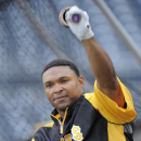 Pittsburgh Pirates' Marlon Byrd warms up during batting practice before a baseball game against the Milwaukee Brewers on Wednesday, Aug. 28, 2013, in Pittsburgh. Pittsburgh acquired Byrd and John Buck from the New York Mets on Tuesday Aug. 27, 2013.(AP Photo/Don Wright)