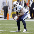 Tennessee Titans' Darius Reynaud (25 ) stands near the goal line after fielding the opening kickoff of an NFL football game against the Pittsburgh Steelers, Sunday, Sept. 8, 2013, in Pittsburgh. Reynaud was called for a safety on the play; after it was reviewed, the call stood and the Steelers were awarded two points. (AP Photo/Keith Srakocic)