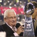 FILE - Baltimore Ravens owner Art Modell is seen with the Vince Lombardi Trophy after the Ravens beat the New York Giants 34-7 in  Super Bowl XXXV in this Jan. 28, 2001 file photo taken in Tampa, Fla. Modell is hospitalized in Baltimore. The team said Wednesday Sept. 5, 2012 the 87-year-old Modell is at Johns Hopkins Hospital. Cleveland television station WKYC reported that Modell's vital organs are failing. (AP Photo/Dave Martin, File)
