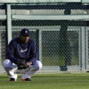 Detroit Tigers' Jose Valverde watches batting practice before Game 3 of the American League championship series against the New York Yankees Tuesday, Oct. 16, 2012, in Detroit. (AP Photo/Paul Sancya )
